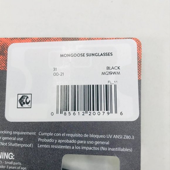 Mongoose Boys Black With Blue Mirror Lenses 100% UV Sunglasses New In Package - Picture 3 of 10